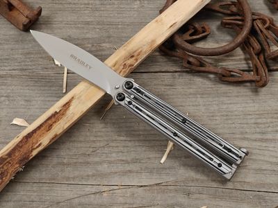 Bradley Kimura 3.875" Butterfly Knife / Black and White G10 / Bead Blast 154CM