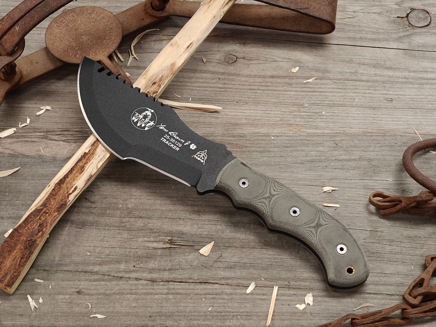 TOPS Knives Tom Brown Tracker #1 6.375" Fixed / Grey Micarta / Black 1095