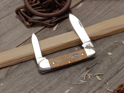 Case Knives Canoe Folding Blades / Yellow Curly Oak / Polished Stainless Steel