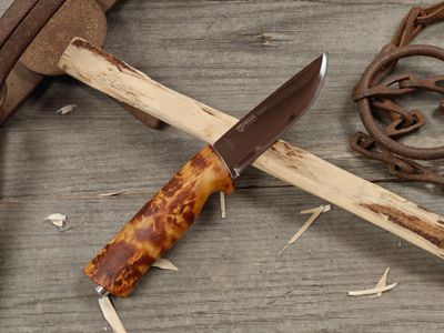 Helle Eggen 4" Fixed Blade / Curly Birch / Mirror Polish 12C27