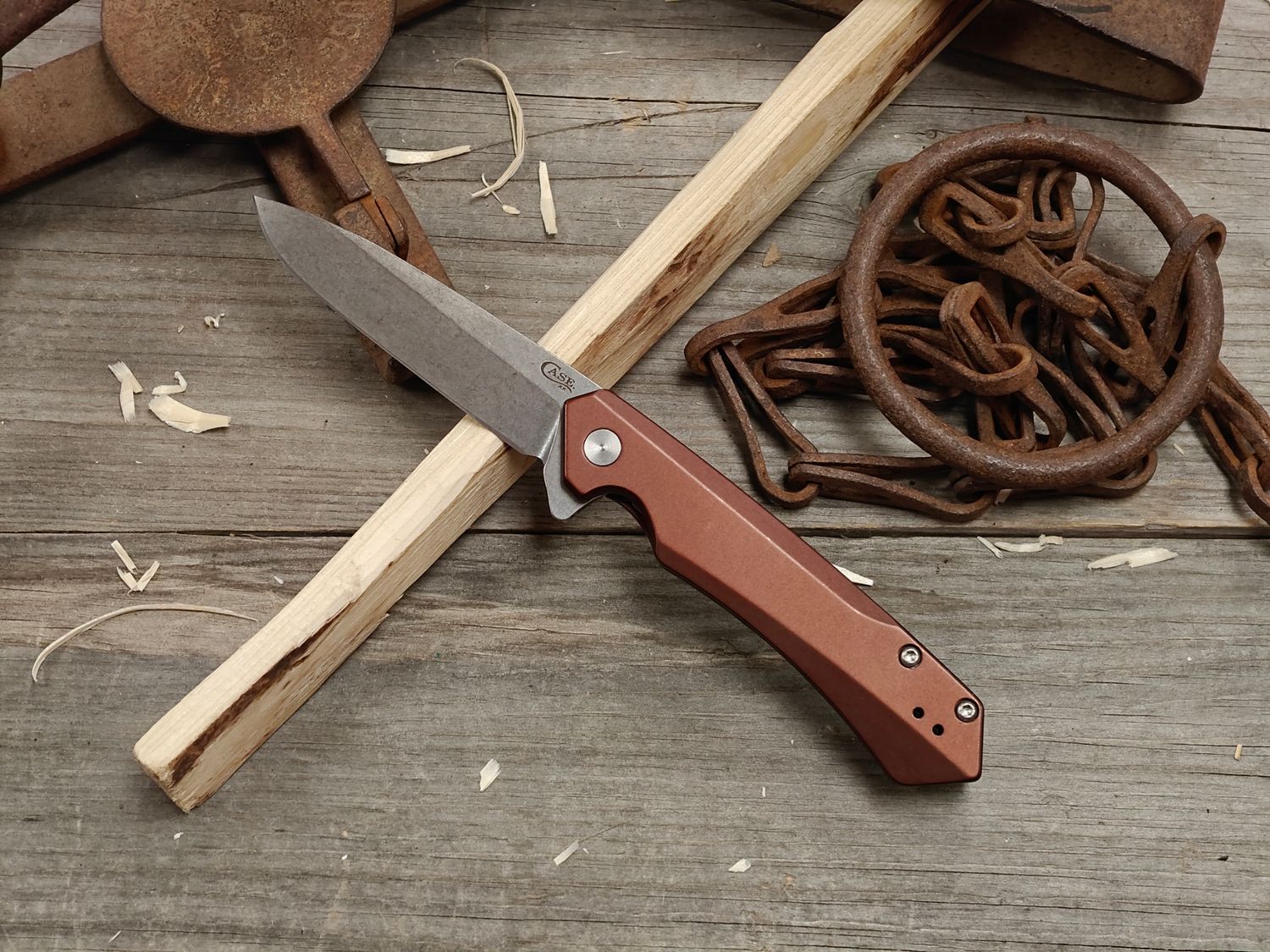 Case Knives Kinzua 3.4" Frame Lock / Brown Aluminum / Stonewash S35VN