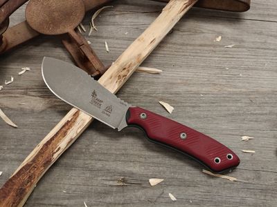 TOPS Knives Camp Creek Fire Edition 4.5" Fixed Blade / Red G10 &amp; Black Liner / Stonewash S35VN