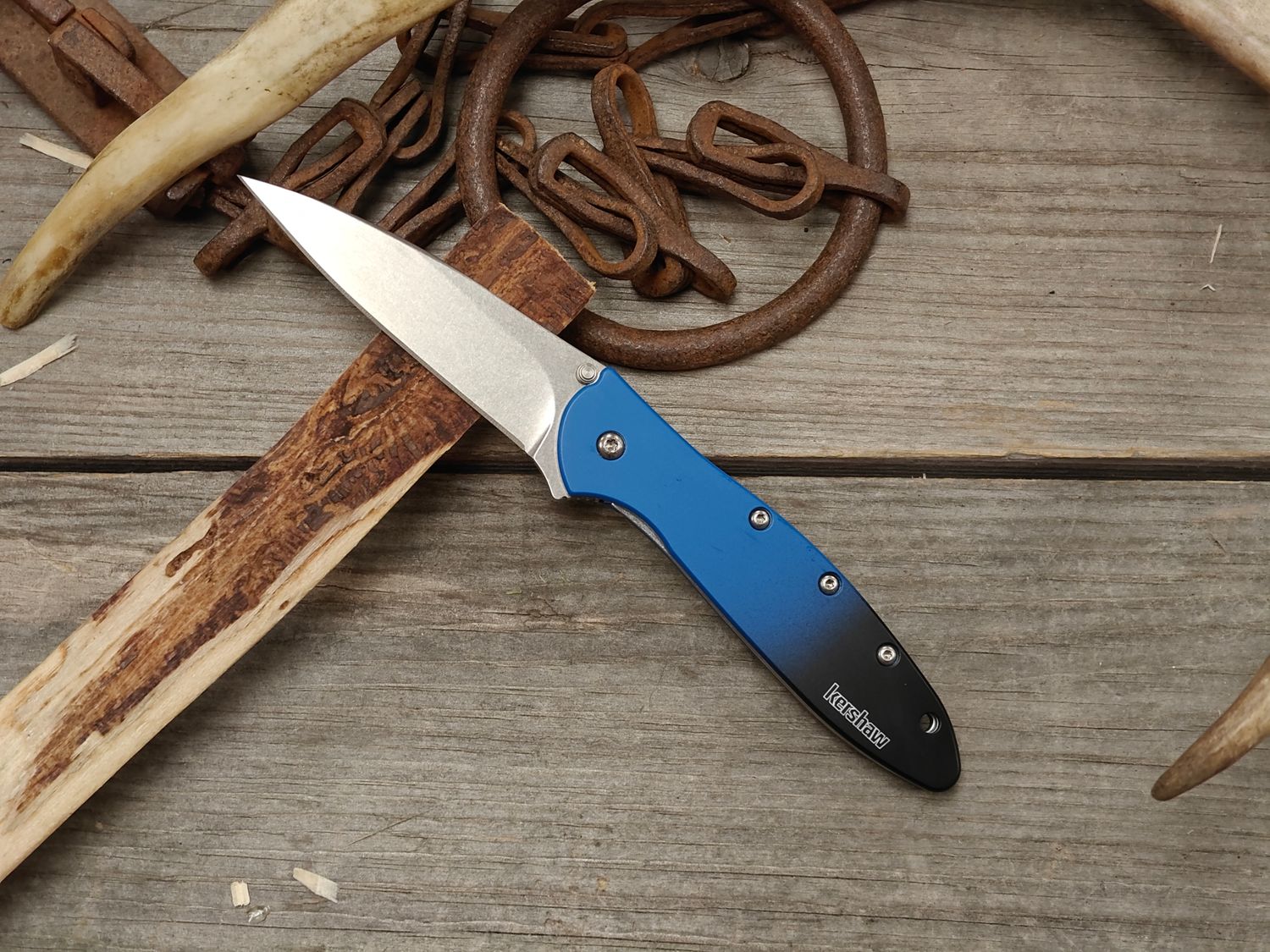 Kershaw Leek / Black And Blue Aluminum / Stonewashed Cpm Magnacut