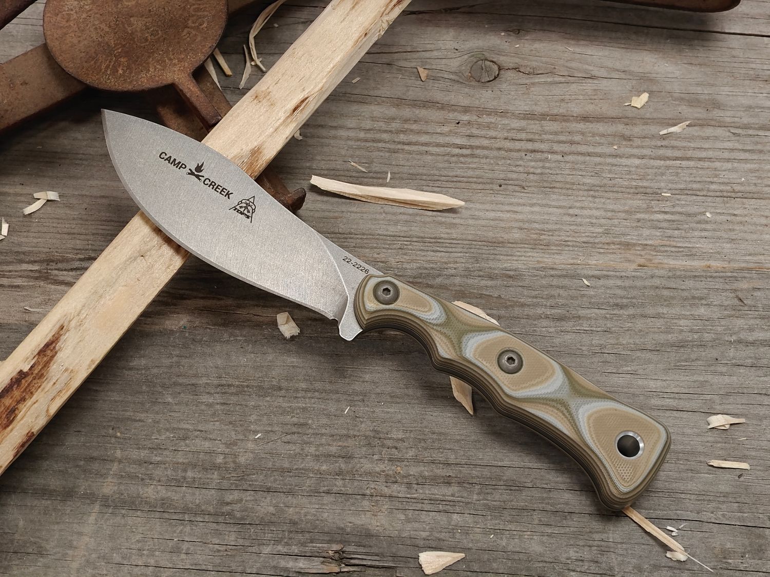 TOPS Knives Camp Creek 4.3" Fixed Blade / Camo G10 / Stonewash CPM-S35VN