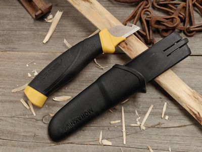 Mora Electricians Knife 1.25" Fixed Blade / Yellow &amp; Black Rubber / Satin Stainless Steel