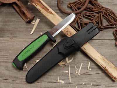 Mora Pro Safe 4" Fixed Blade / Green &amp; Black Rubber / Satin High Carbon Steel