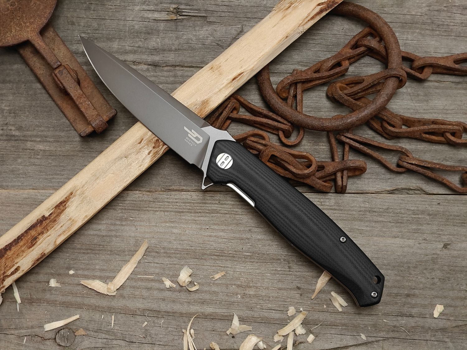 Bestech Knives Swordfish 4" Linerlock / Black G10 / Grey Coat D2