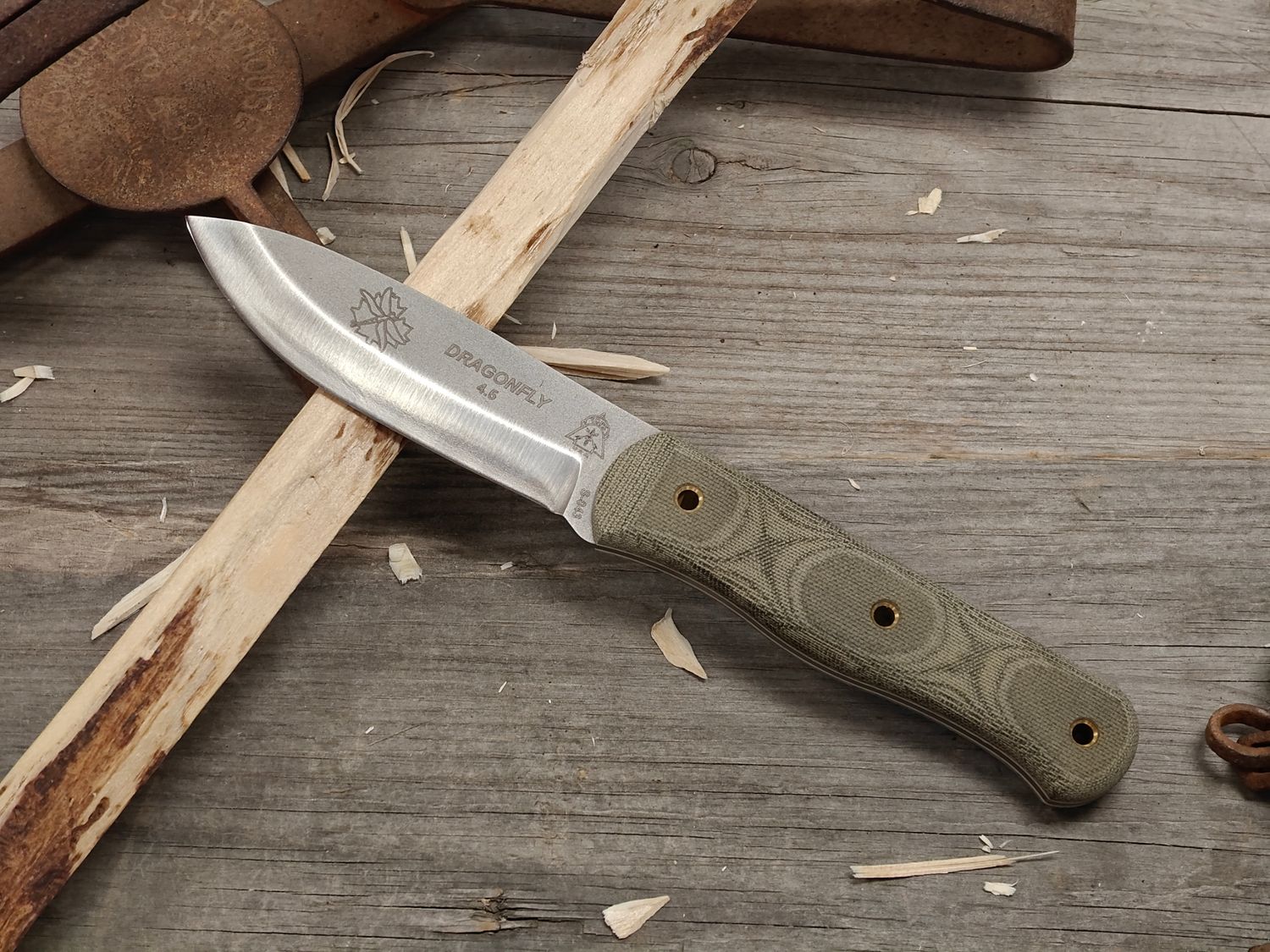 Tops Dragonfly 4.5" Fix Blade / Gray Micarta / Bead Blast 1095