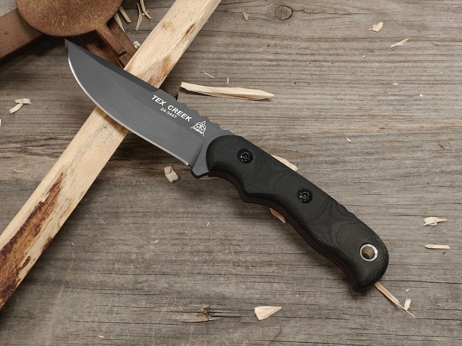 TOPS Knives Tex Creek Hunter 4.125" Fixed Blade / Black Canvas Micarta / Grey 1095HC