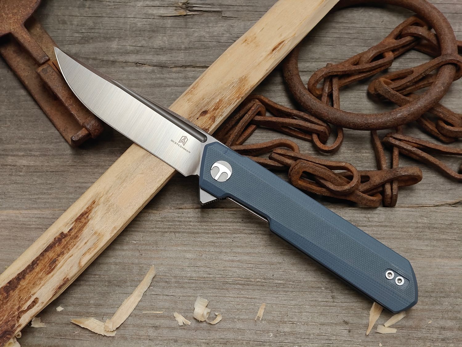 Bestech Dundee 3.5" Linerlock / Slate Blue G10 / Two Tone D2