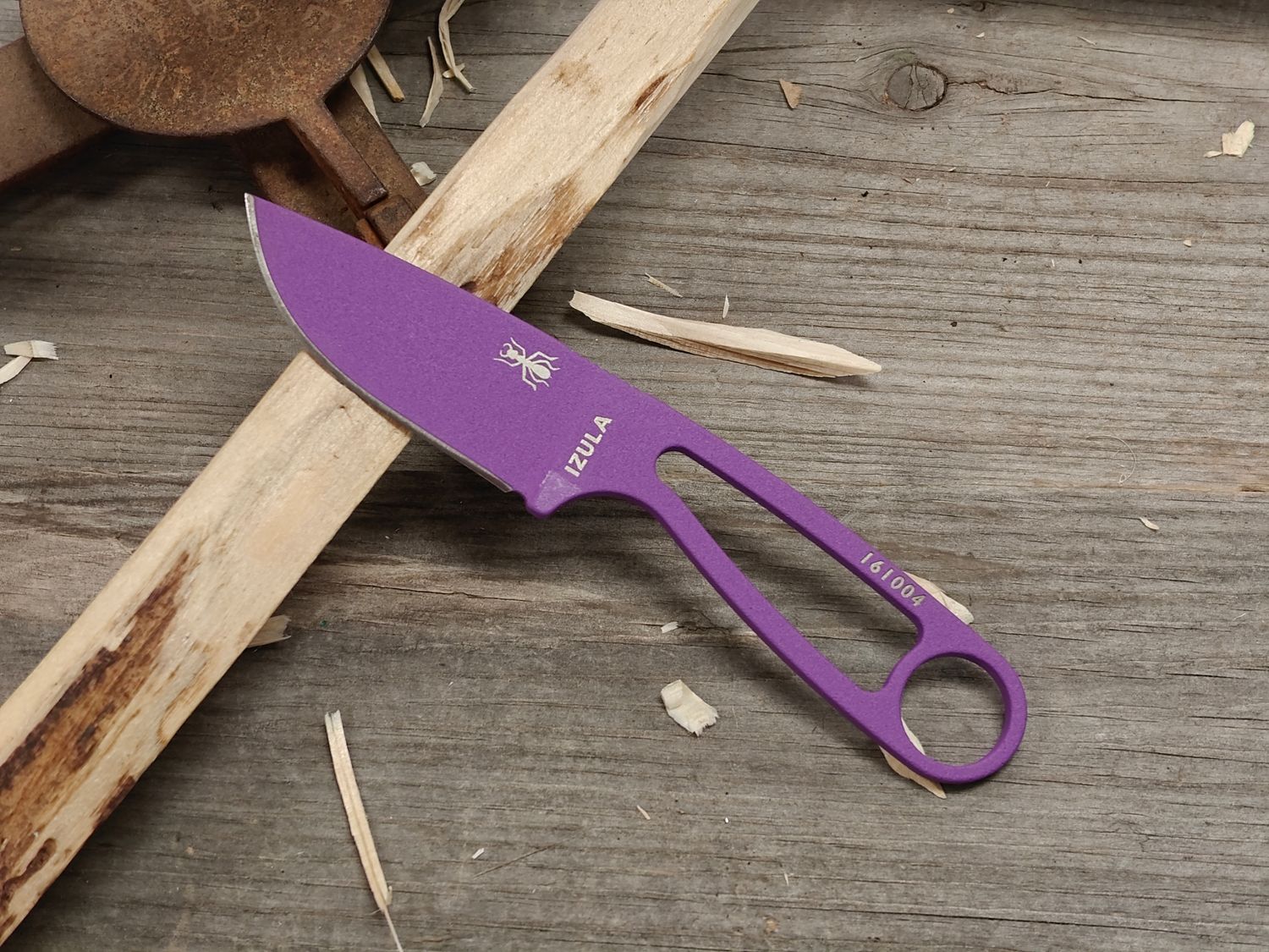 ESEE Knives Izula 2.63" Fixed Blade / Skeletonized / Purple Powder Coated 1095HC