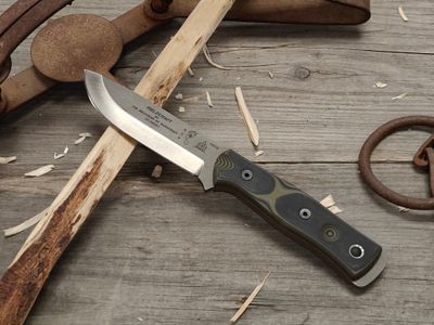 TOPS Knives BOB Brothers of Bushcraft Fieldcraft 4.5" Fixed Blade /  Black &amp; Green G10 / Stonewashed 154CM