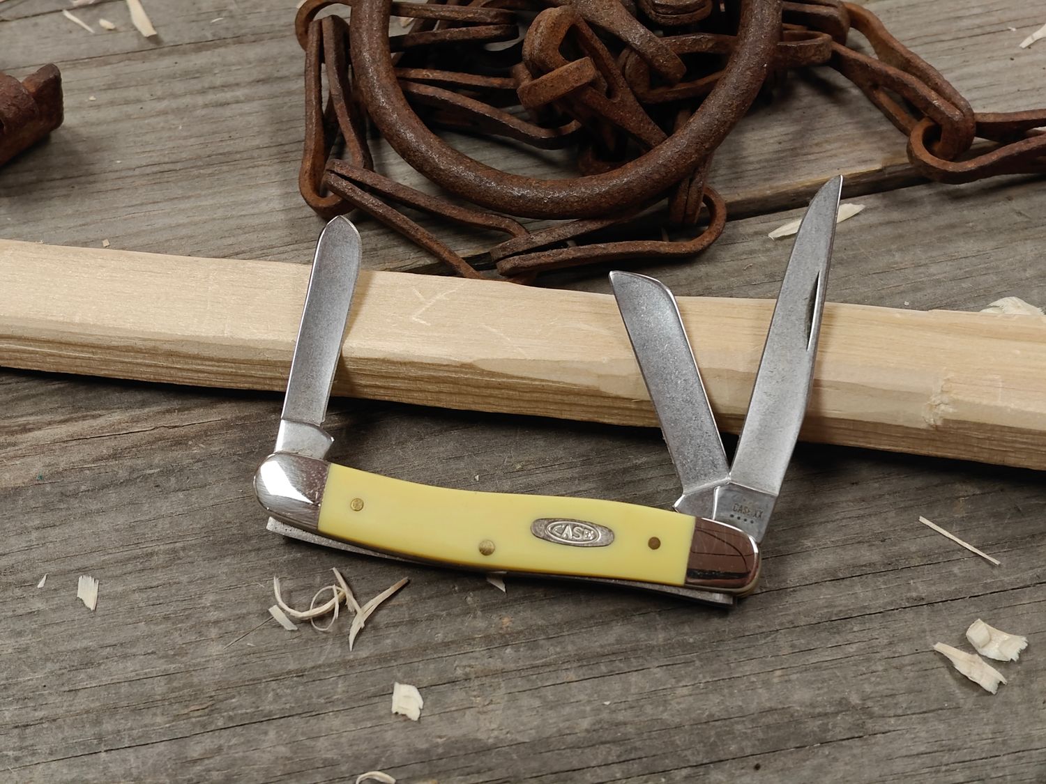 Case Medium Stockman Folding Blades / Yellow Synthetic / Satin TRU-Sharp Stainless Steel