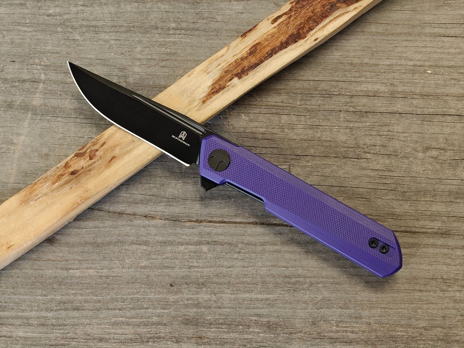 Bestech Knives Mini-Dundee 3" Linerlock / Dark Purple G10 / Black PVD Coated D2