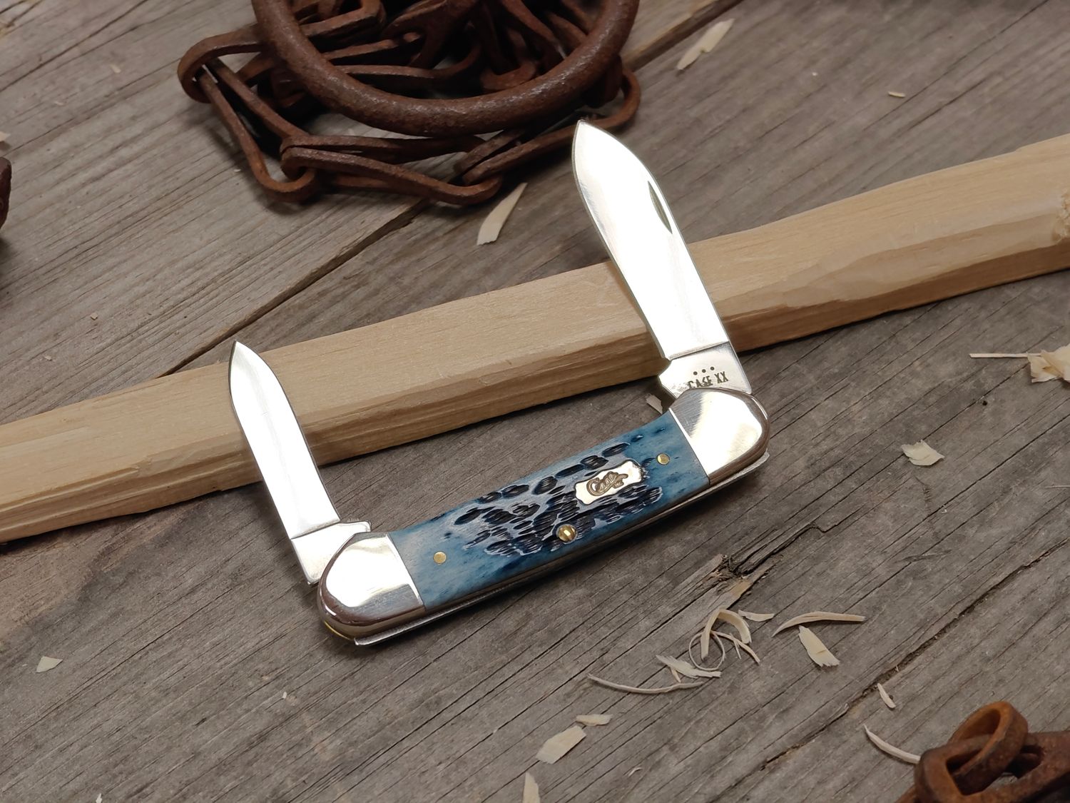 Case Knives Canoe Folding Blades / Blue Jigged Bone / Polished Stainless Steel