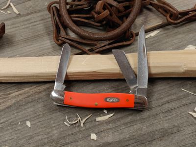 Case Medium Stockman Clip Point, Spey, &amp; Pen Folding Blades / Orange Synthetic / Polished Stainless Steel 