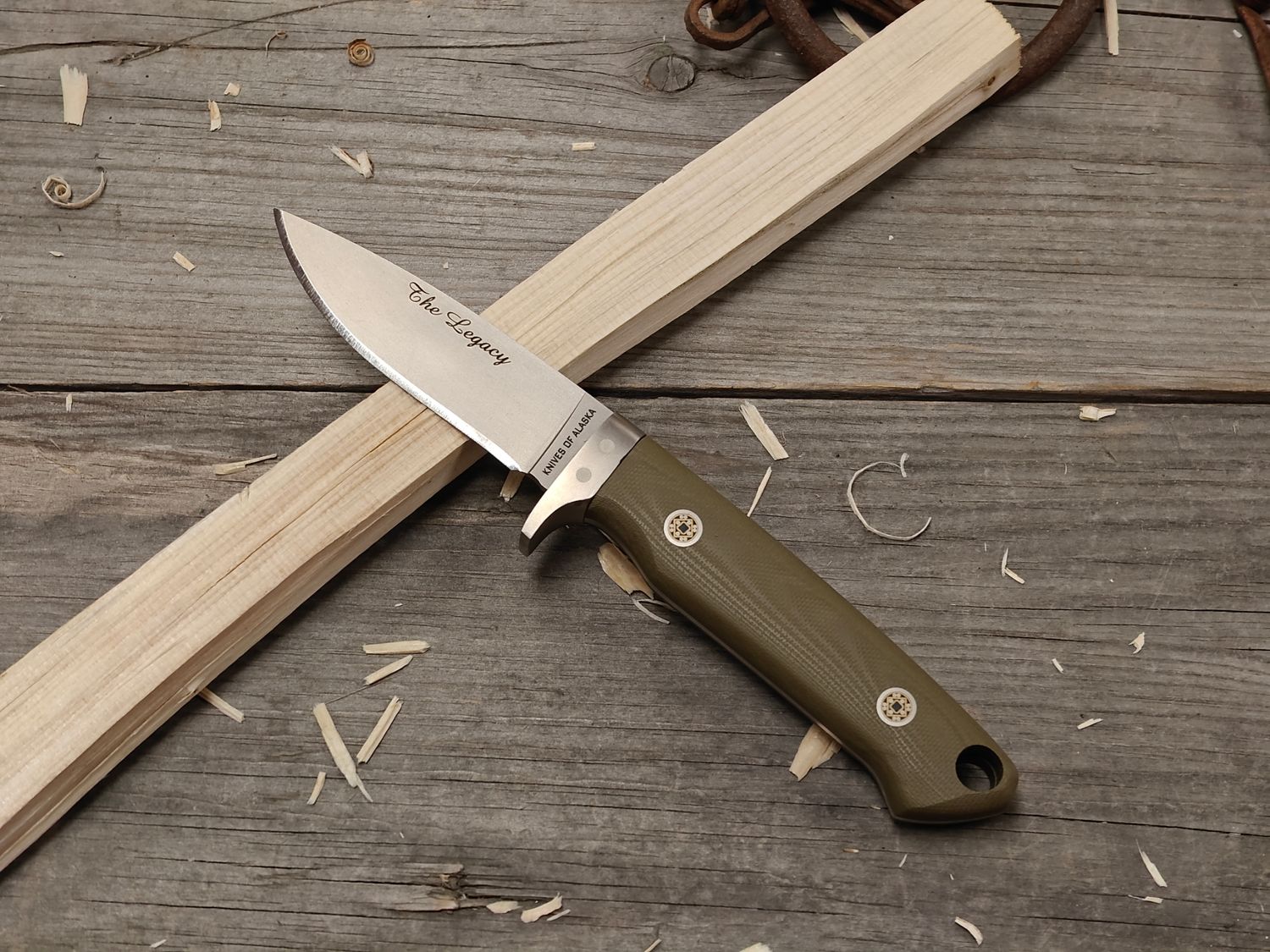 Knives Of Alaska Legacy 3.5" Fixed Blade / OD Green G10 With Mosaic Pins / Bead Blast D2