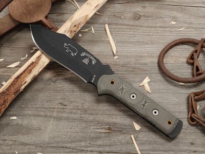 TOPS Knives Black Rhino 4.875" Fixed Blade / Black Micarta / Black 1095
