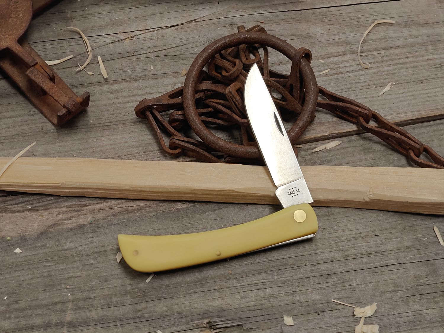 Case Knives Sod Buster 4.63" Slipjoint Folder / Yellow Delrin / Satin High Carbon