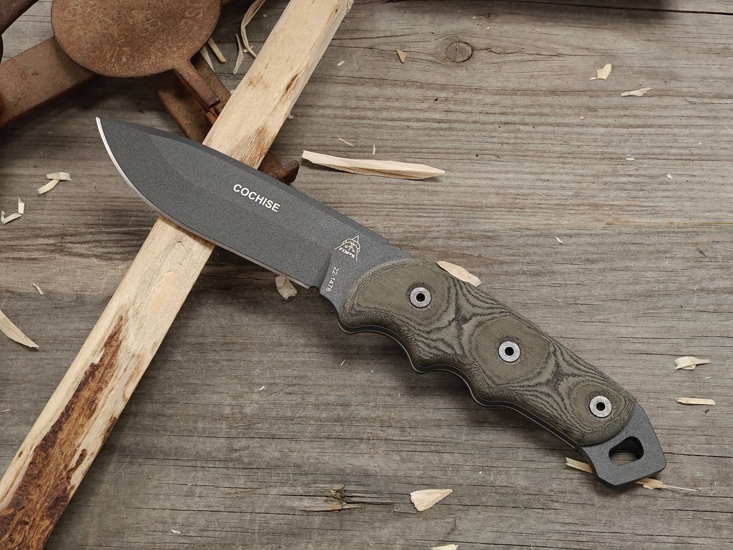 TOPS Knives Cochise Ranger 4.5" Fixed Blade / Black Linen Micarta / Grey 1095