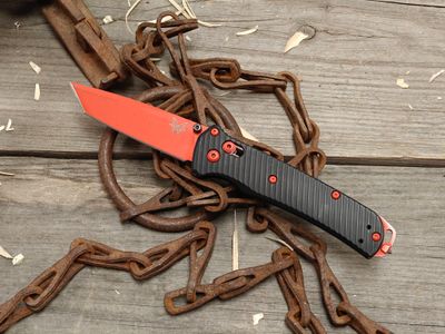 Benchmade Bailout 3.4" Axis Lock Folder / Custom Black Scales / Orange Cerakoted M4 (Pre-Owned)