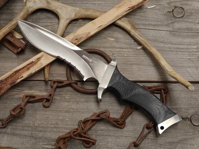 Boker Plus Bowie 7.5" P/S Fixed Blade / Black Micarta / Satin 440C (Pre-Owned)