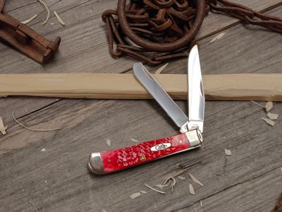 Case Trapper Clip Point &amp; Spey Blades / Dark Red Jigged Bone / Polish Tru-Sharp Stainless Steel