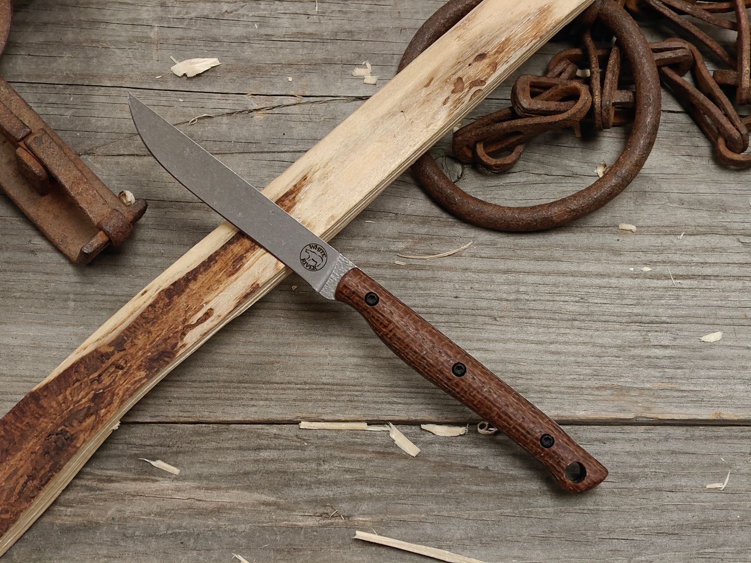 White River Knives Exodus 3" Fixed Blade / Natural Burlap Micarta / Stonewashed S35VN