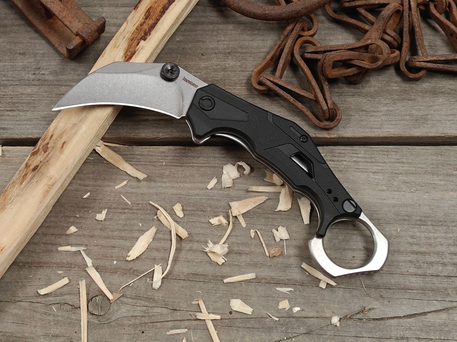 Kershaw Outlier 2.5" Karambit Assisted Liner Lock / Black Polymer / Stonewash 8Cr13MoV
