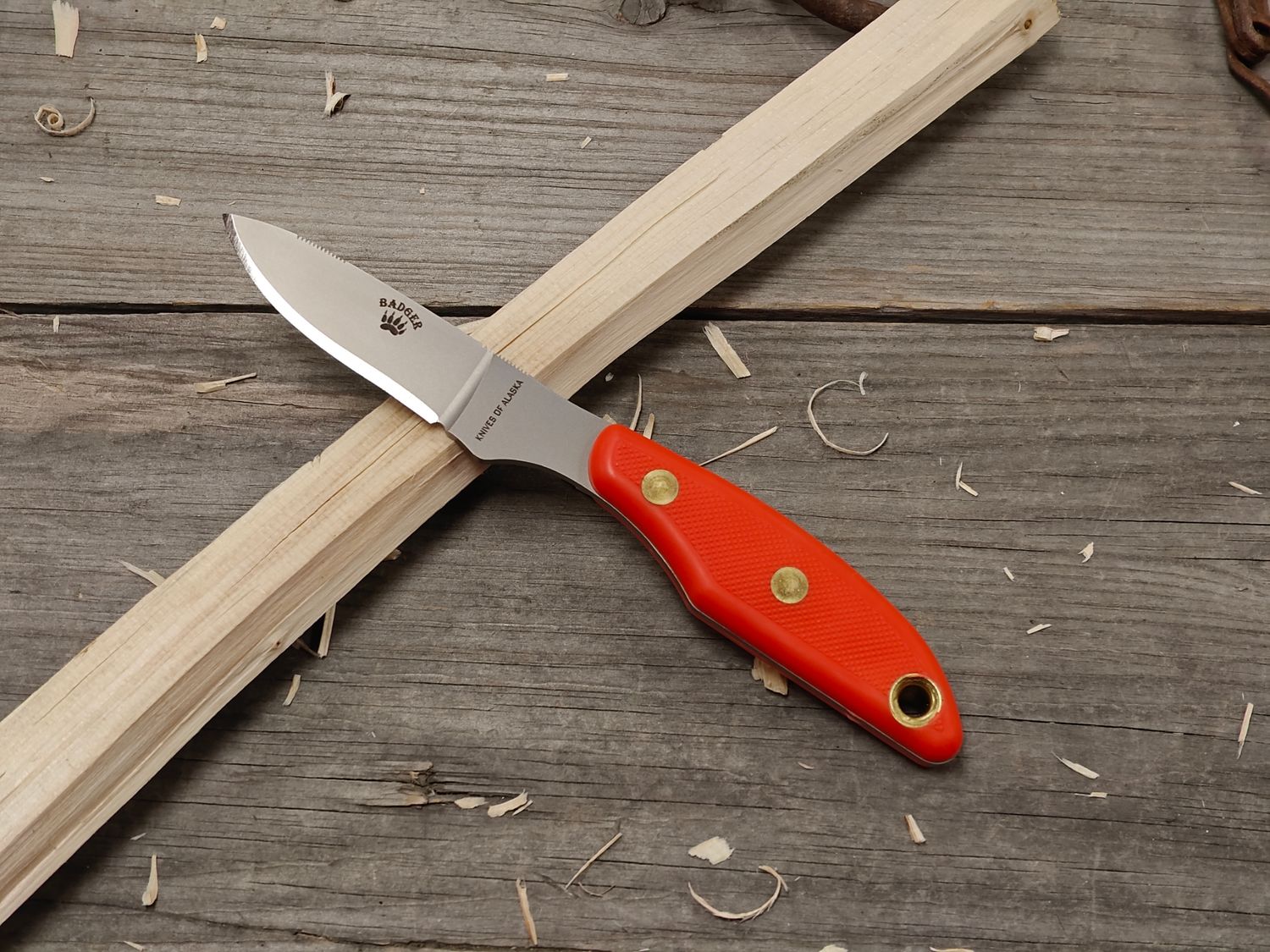 Knives of Alaska Badger 2.64" Fixed Blade / Orange SureGrip™ / Bead Blast D2