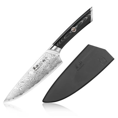 Cangshan Kuro Series 6" Chef Knife / Black And Grey G10 / X-7 Damascus