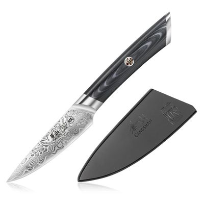 Cangshan Kuro Series 3.5" Paring Knife / Black And Grey G10 / X-7 Damascus
