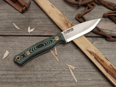 Casstrom No. 8 Swedish Forest Knife 3" Fixed Blade / Green &amp; Black G10 / Satin Scandi 14C28N