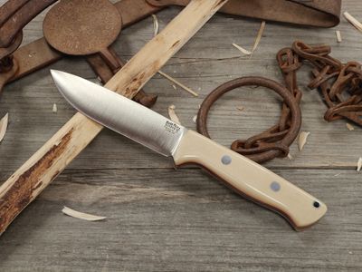 Bark River Knives Bravo 1.25 LT 5" Fixed Blade / Antique Bone Micarta &amp; Red Liner / Satin CPM-3V
