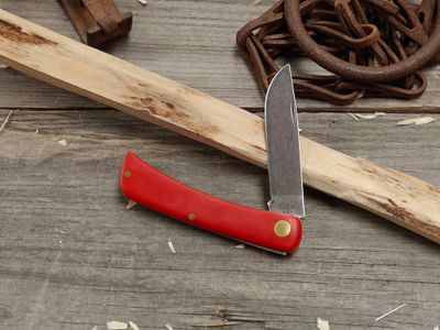 Case SOD Buster Jr 3.63" Slip Joint / Red Synthetic / Satin Carbon Steel