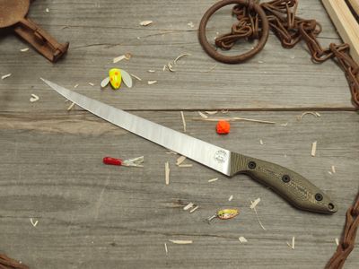 White River Knives Straight 10" Pro Fillet Knife / Maple &amp; Black Richlite / Stonewashed CPM-S35VN