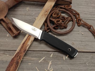 Fallkniven F1 3.8" Fixed Blade Knife / Black Thermorun / Satin VGWolf / Zytel Sheath