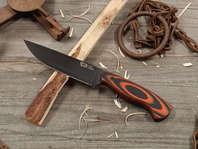 Montana Knife Co. Super Cub 5.5" Fixed Blade / Black &amp; Orange G10 / Black PVD 52100
