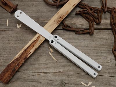 Squid Industries Squiddy 4.3" Trainer Balisong / White PVC