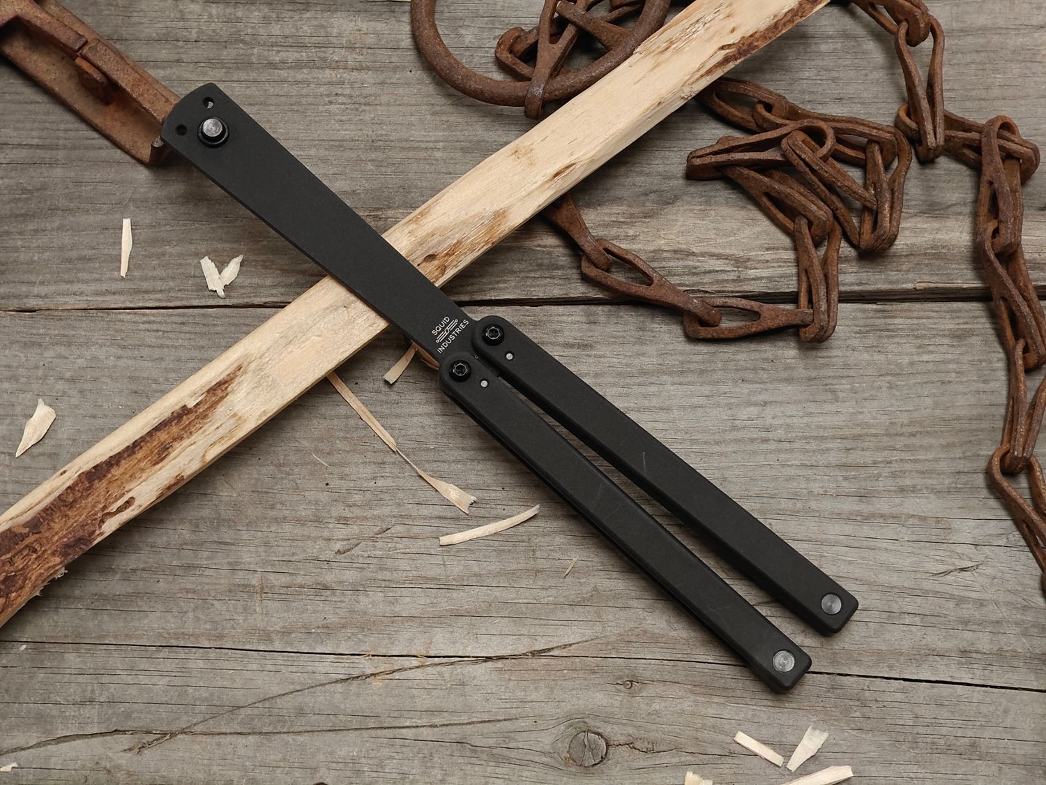 Squid Industries Squiddy-B 4.3" Trainer Balisong / Black Acetal