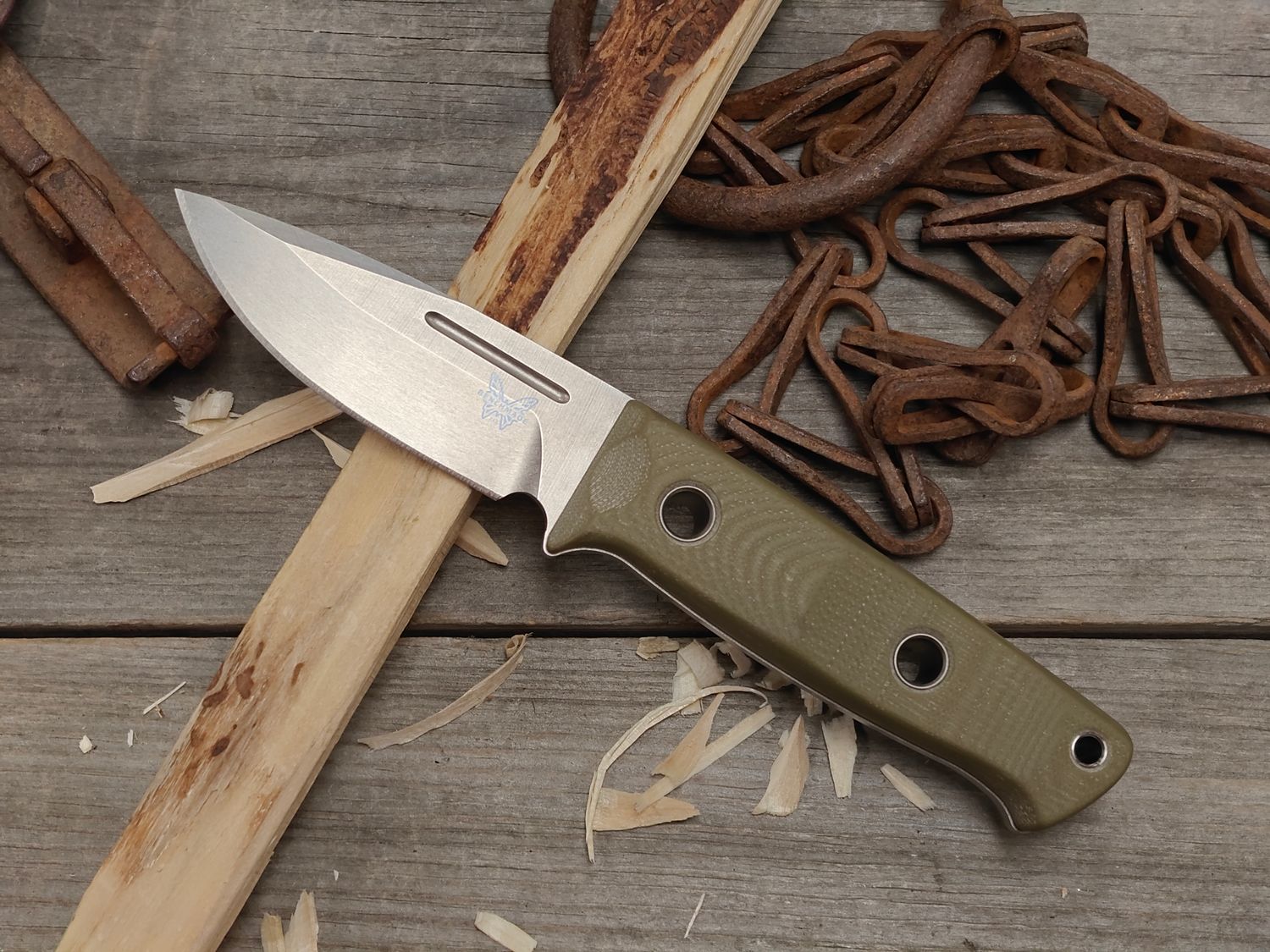 Benchmade Bushcrafter 3.4" Fixed Blade / OD Green G10 / Stonewash CPM-S30V