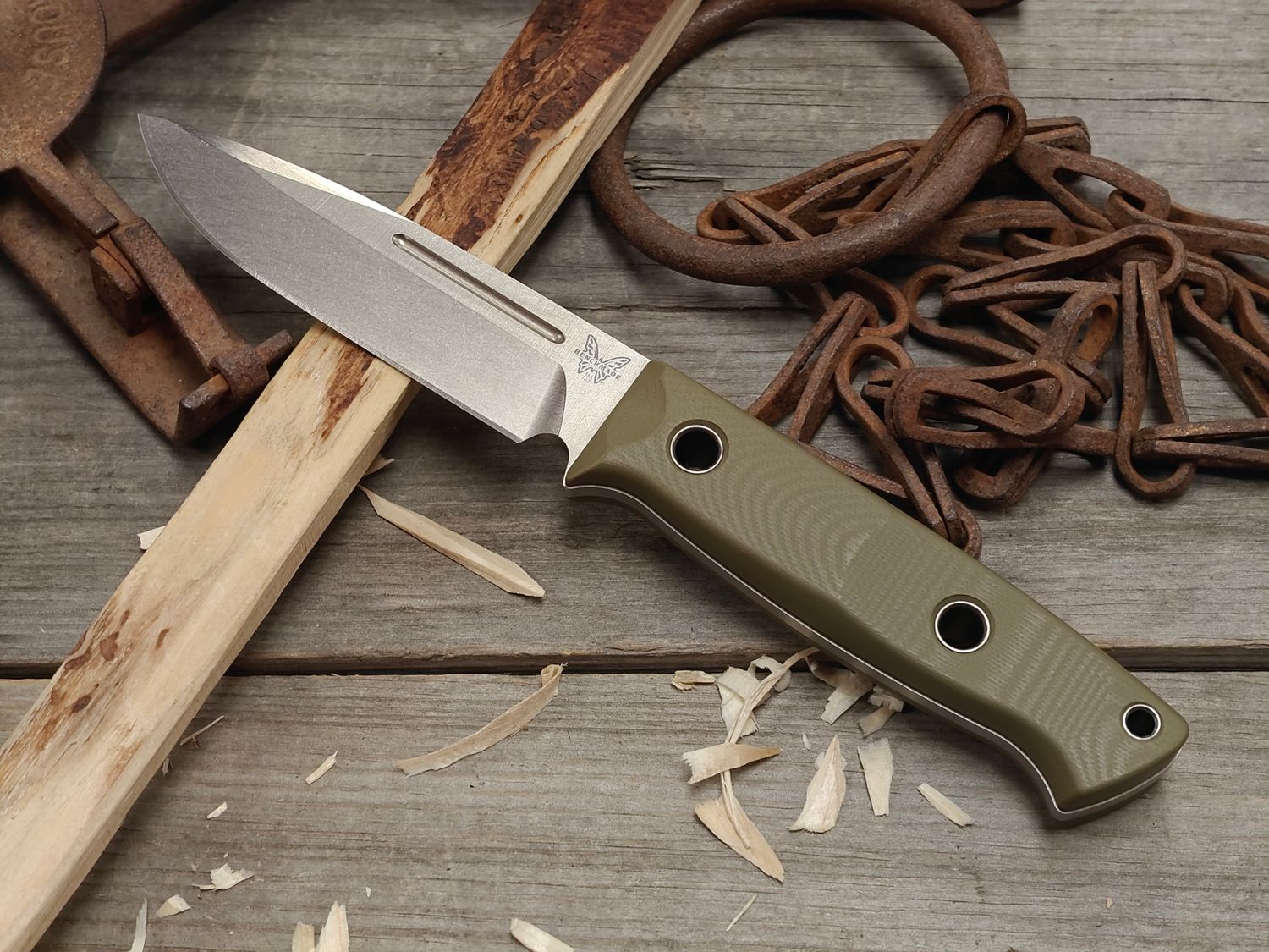 Benchmade Bushcrafter 4.4" Fixed Blade / OD Green G10 / Stonewash CPM-S30V