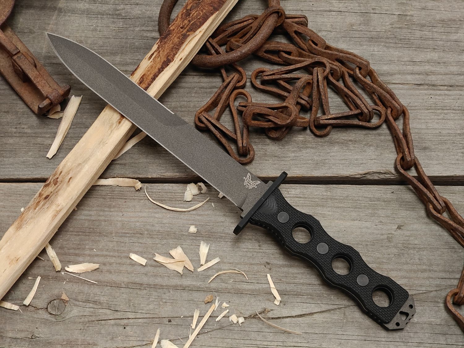 Benchmade SOCP 7.1" Dagger Fixed Blade Knife / Black G10 / Black CPM-3V