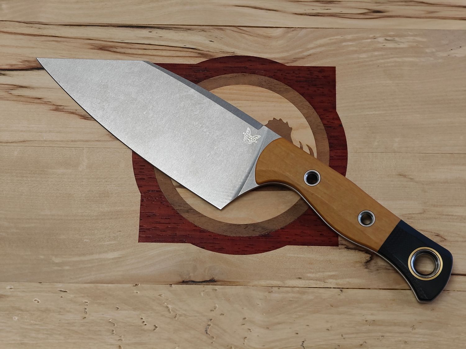 Benchmade 6" Station Knife / Maple Richlite &amp; Black G-10 / Stonewash CPM-154