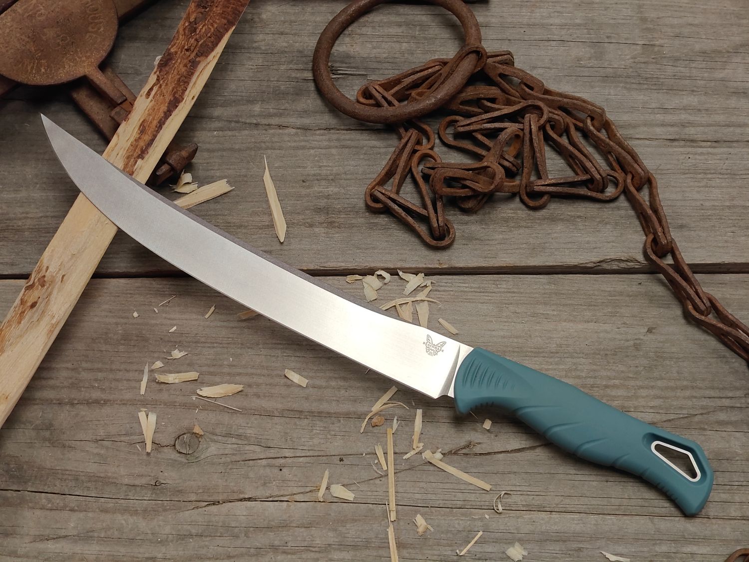 Benchmade Fishcrafter 9" Fillet Knife / Blue Santoprene / Stonewash CPM-MagnaCut