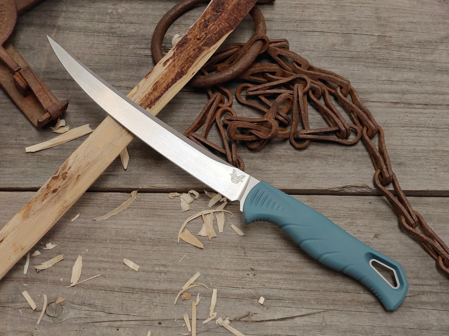 Benchmade Fishcrafter 7" Fillet Knife / Blue Santoprene / Stonewash CPM-MagnaCut