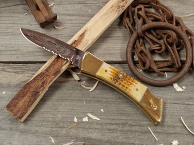 Case XX 59L Hunting Heritage Collection Lockback / Bone With Brass Bolster &amp; Pommel / Mirrored Stainless Steel (Pre-Owned)