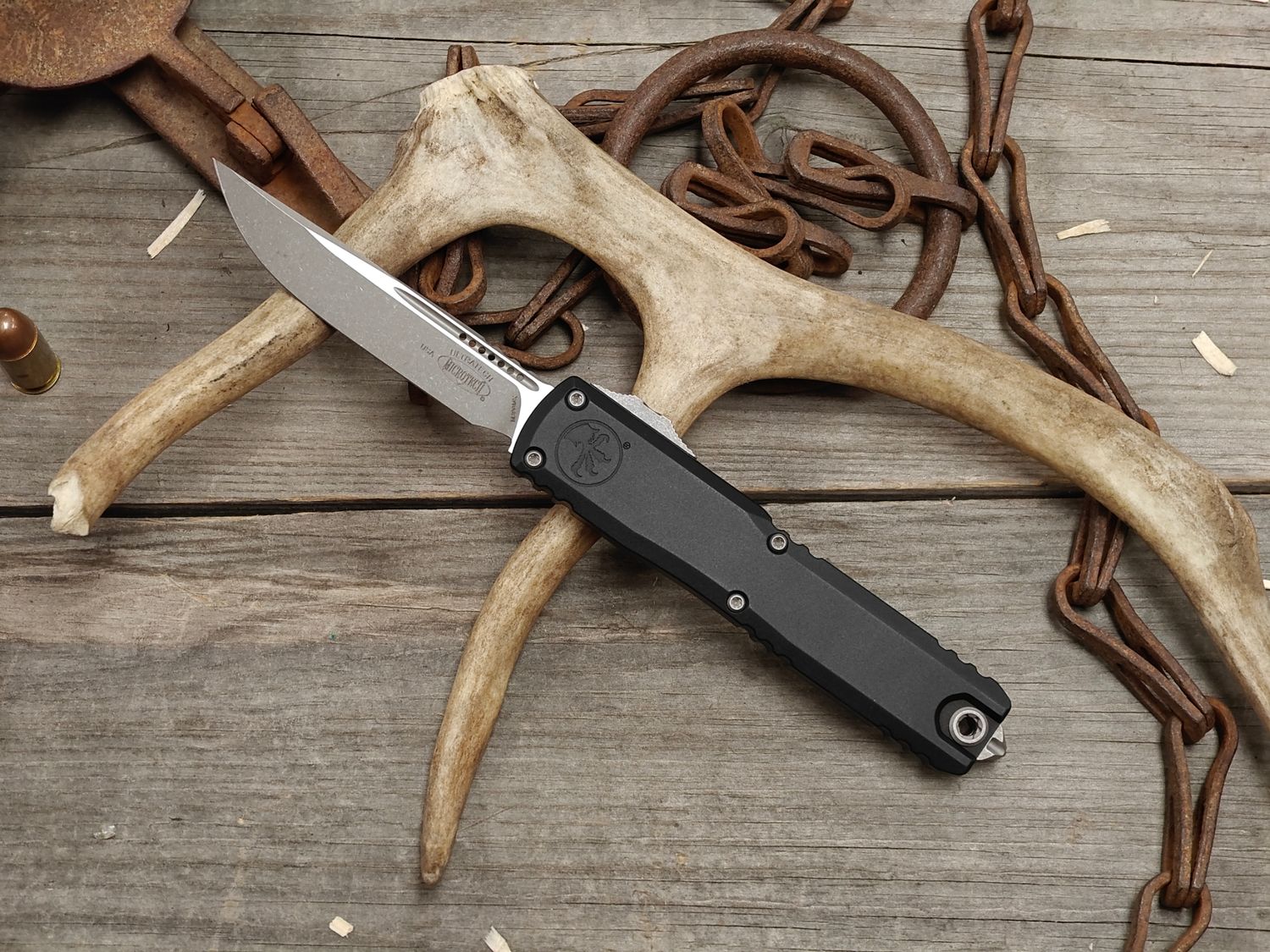 Microtech Ultratech ZBP 3.5" Gen III S/E OTF Knife / Black Aluminum / Apocalyptic Bohler M390MK