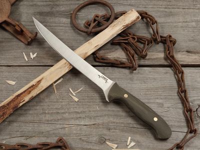 GNK &amp; Lance Knives Chitina 8" Fillet Knife / OD Green Micarta / Satin AEB-L