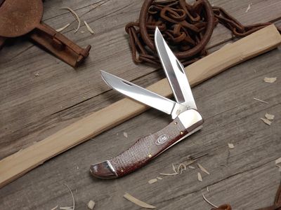 Case Knives Hunter 5.25" Folding Knife / Dark Red Burlap Micarta / Polish Carbon Steel